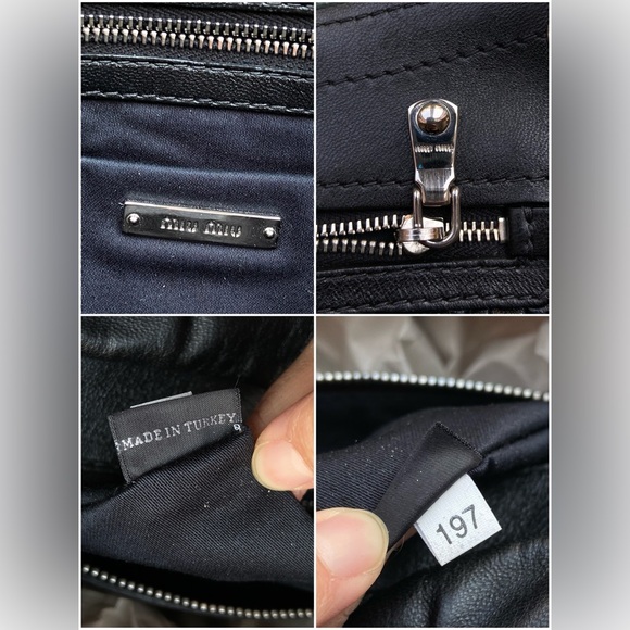 MIU MIU BLACK NAPPA LEATHER MATELASSE CRYSTAL CHAIN STRAP SHOULDER FLAP BAG - Picture 3 of 16